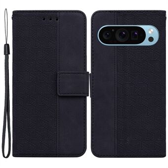 Voor de Google Pixel 9 Pro XL mobiele telefoonhoes met geïmpregneerd lederen portemonnee en schokbestendige cover.