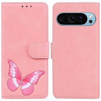 Voor Google Pixel 9 Pro XL Hoesje Valbestendig, met Vlinder Print, PU Lederen Mobiele Telefoonhoes.