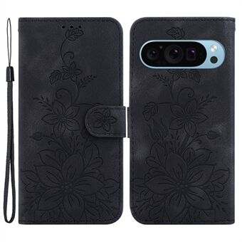 Voor Google Pixel 9 / Pixel 9 Pro Leren Hoesje met Leliebloemafdruk Volledige Bescherming Portemonnee Telefoonhoes