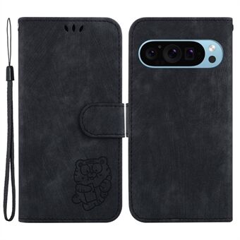 Voor Google Pixel 9 / Pixel 9 Pro telefoonhoesje, schattige tijger bedrukt leer, anti-kras hoesje.