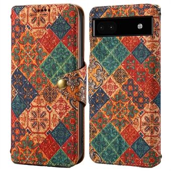 Voor Google Pixel 6a portemonneehoesje met patroonprint, lederen telefoonhoesje met standaard