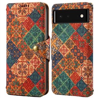 Voor Google Pixel 6 Leren Hoesje met Bloemenprint Portemonnee Telefoonhoesje met Stand