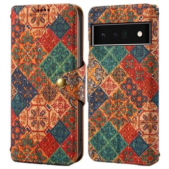 Voor de Google Pixel 6 Pro 5G lederen hoesje met bloemenprint, valbestendige portemonnee telefoonhoes met standaard.