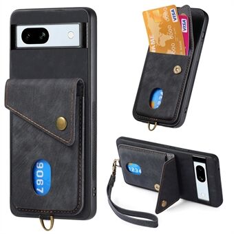D1 Voor Google Pixel 7a Hoesje met Kaarthouder, stootbestendige Retro PU+TPU Telefoonhoes