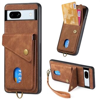 D1 Voor Google Pixel 7a Hoesje met Kaarthouder, Valbestendige Retro PU+TPU Telefoonhoesje