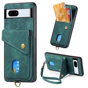 D1 Voor Google Pixel 7a Hoesje met Kaarthouder, valbestendige retro PU+TPU telefoonhoesje.
