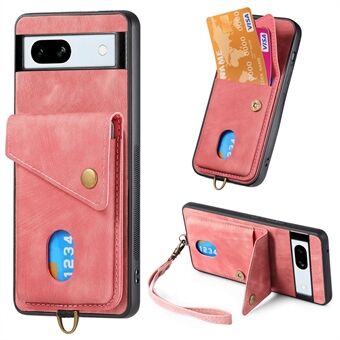 D1 Voor Google Pixel 7a Hoesje met Kaarthouder, valbestendige Retro PU+TPU Telefoonhoes.