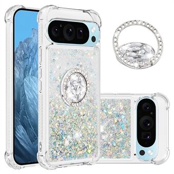 YB Quicksand Serie-7 Voor Google Pixel 9 / Pixel 9 Pro Hoesje Drijvende Pailletten TPU Hoesje met Ring Kickstand