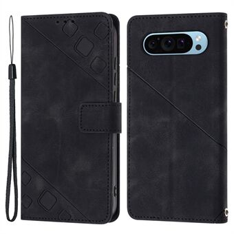 PT005 YB Imprinting-serie-6 voor Google Pixel 9 / Pixel 9 Pro Wallet Telefoonhoesje Skin-Touch Lederen Flip Cover.