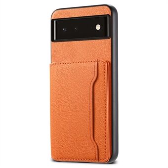 Voor de Google Pixel 6 PC+TPU+PU lederen telefoonhoes met kaartsleuven, magnetische standaard en kalfsleer textuur.