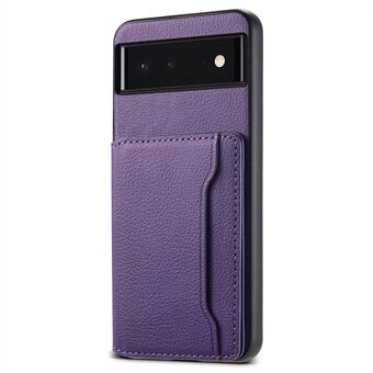 Voor de Google Pixel 6 PC+TPU+PU Lederen Telefoonhoes met Kaartsleuven, Magnetische Kickstand en Kalfsleren Textuur.