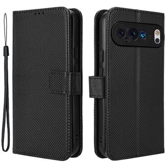 Voor Google Pixel 9 Pro XL hoesje, Diamantpatroon PU Lederen Beschermhoes voor telefoon.