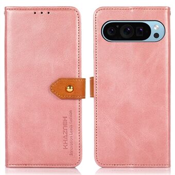KHAZNEH voor Google Pixel 9 / Pixel 9 Pro Magnetische Flip PU Leren Hoesje Mobiele Telefoonstandaard Cover.