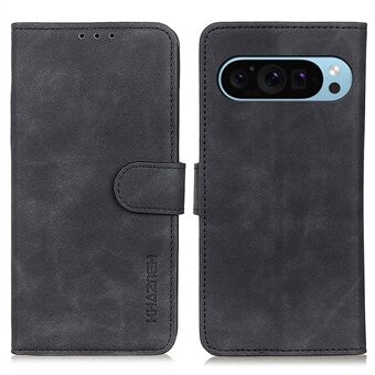 KHAZNEH voor de Google Pixel 9 / Pixel 9 Pro Case Retro PU Lederen Volledige Beschermhoes met Schokbestendige Standaard voor Telefoon.