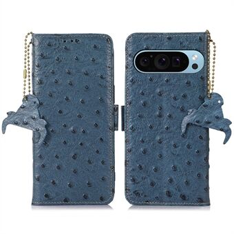 Voor Google Pixel 9 / Pixel 9 Pro Hoesje met RFID-blokkering van echt koeienleer voor telefoon.