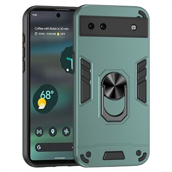 Voor Google Pixel 6a Hoesje Magnetische Autohouder Telefoonhoesje met Ring Kickstand