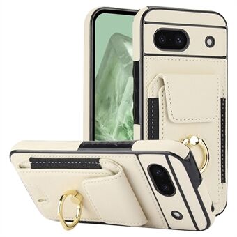 Voor Google Pixel 8a Kickstand Hoesje PU Leer+TPU Telefoonhoesje met Kaartsleuven