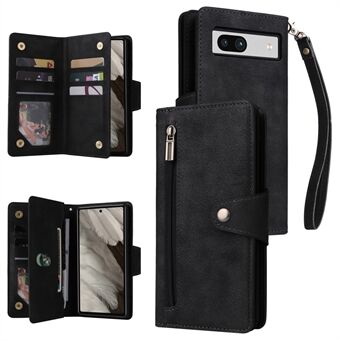 Voor Google Pixel 7a Hoesje Met Meerdere Kaartsleuven PU Leren Telefoonhoesje met Rivet Decor