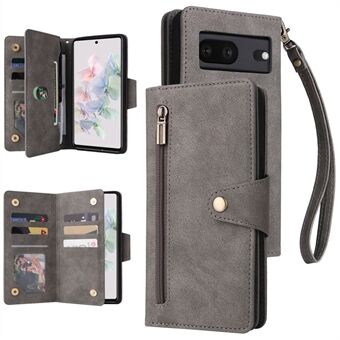 Voor Google Pixel 7 5G Hoesje Meerdere Kaartsleuven met Studs Versierd Leren Stand Telefoonhoesje
