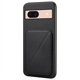 Voor Google Pixel 8a Hoesje met Kickstand, Leder+PC+TPU Telefoonhoesje met Verborgen Kaarthouder.