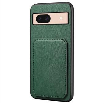 Voor de Google Pixel 8a hoes met kickstand, gemaakt van leer, PC en TPU, met verborgen kaarthouder.