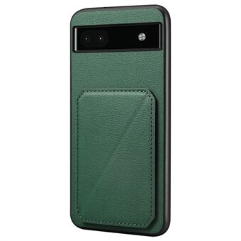 Voor Google Pixel 6a hoesje met standaard van leer + PC + TPU mobiele telefoonhoesje met kaarthouder.