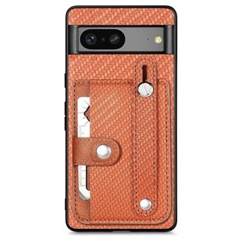 C1-01 Voor Google Pixel 7a Hoesje Met Kaartsleuf Koolstofvezel Textuur PU+TPU+PC Telefoonhoes Met Kaartmes