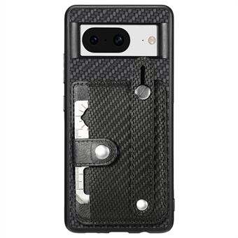 C1-01 Voor Google Pixel 8 Hoesje PC+TPU+Leer Kaartsleuven Telefoonhoesje met Polsband Ontwerp