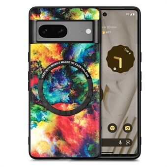 P1 voor Google Pixel 7a Magnetische hoes met patroon PU lederen gecoate PC+TPU telefoonhoes.