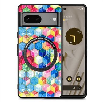 P1 voor Google Pixel 7a Magnetische Hoes met patroon PU-lederen coating PC+TPU Telefoonhoesje.