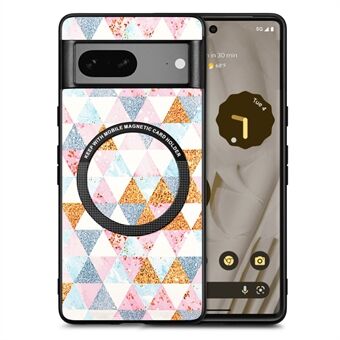 P1 voor de Google Pixel 7a Magnetische Hoes Patroon PU Leren Gecoate PC+TPU Telefoonhoesje