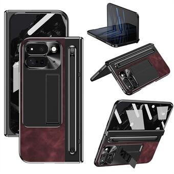 Voor Google Pixel Fold 2 Hoesje met standaard Leer+PC Telefoonhoesje met Gehard Glas Folie en Stylus