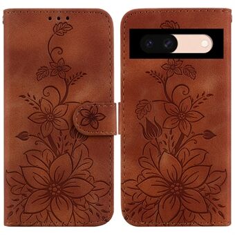 Voor de Google Pixel 8a hoes met bloemenafdruk, van leer en inklapbare standaard voor telefoonportemonnee.