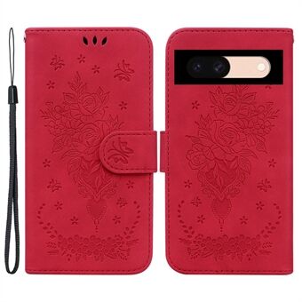 Voor Google Pixel 8a Hoesje van PU-leer + TPU met bedrukte Telefoonhoes met Bloemenpatroon