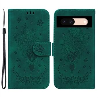 Voor de Google Pixel 8a hoes - PU-leer + TPU bedrukte telefoonhoes met bloemenpatroon