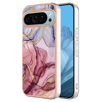 YB IMD Serie-16 Stijl-E voor Google Pixel 9 / Pixel 9 Pro TPU Marmer Patroon Hoesje met Elektroplating Rand