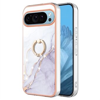 YB IMD-serie-10 Voor Google Pixel 9 / Pixel 9 Pro Hoes Marmer Patroon TPU Telefoonhoes met Standaard