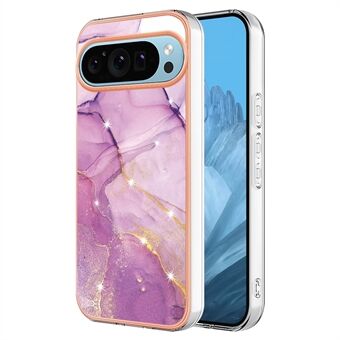 YB IMD Serie-2 voor Google Pixel 9 Pro XL TPU Hoesje Marmer Patroon Slim Telefoonhoesje