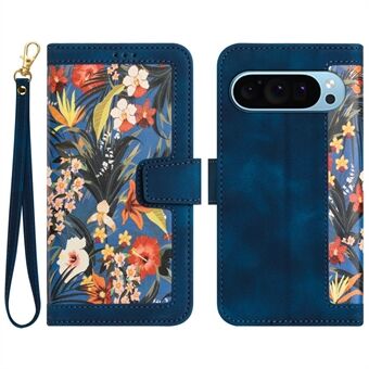 Voor Google Pixel 9 / Pixel 9 Pro Telefoonhoesje Bloemenpatroon PU Leren Hoesje met Kaarthouder en Stand