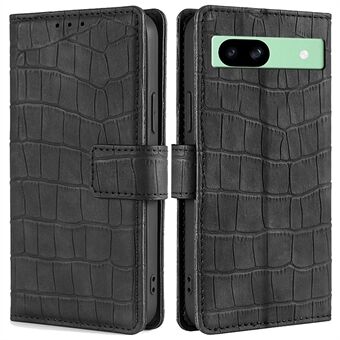 Voor Google Pixel 8a Telefoonhoesje Krokodillentextuur Huid-Touch Leren Hoesje met Magnetische Sluiting.