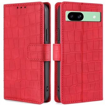 Voor Google Pixel 8a Telefoonhoesje Krokodil Textuur Skin-Touch Leren Hoesje met Magnetische Sluiting