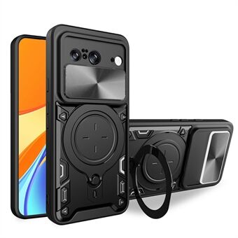 Voor Google Pixel 8 hoesje met draaibare standaard, lenskap van TPU+PC telefoonbeschermer.