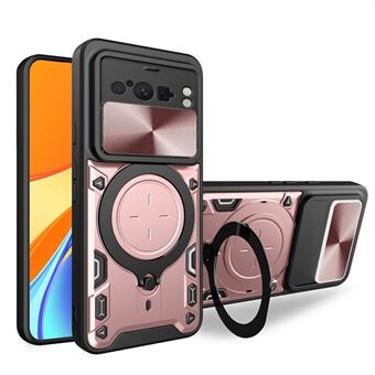 Voor de Google Pixel 8 Pro hoes met standaard, TPU+PC telefoonhoesje met uitschuifbare lenskap.