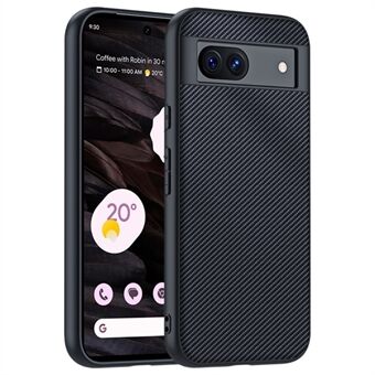 Voor Google Pixel 8a Hoesje Slank PU Leer + PC Koolstofvezel Textuur Telefoonhoesje