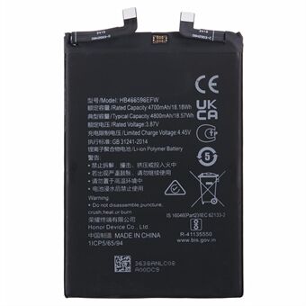 Voor Honor X40 GT 5G / Magic4 Lite 5G 3.87V 4700mAh Li-Polymeer Batterij Montageonderdeel (Zonder Logo) (Encode: HB466596EFW)