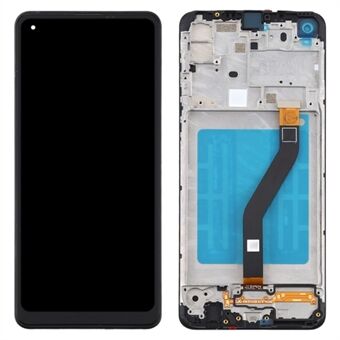 LCD scherm en digitalisering montage + frame vervanging (zonder logo) voor Samsung Galaxy A21 SM-A215 - Zwart