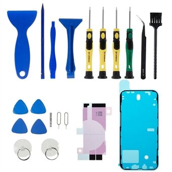 JF-8182 21-in-1 Professional Opening Tool Reparatieset Portable Precision voor iPhone 13 6.1 inch reserveonderdelen Batterij plakband sticker + middenplaat frame Waterdichte zelfklevende sticker