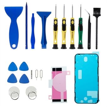 JF-8182 21-in-1 Precision voor iPhone 12 6,1 inch batterij plakband sticker + middenpaneel frame waterdichte zelfklevende sticker, draagbare mobiele telefoon reparatie tool set openingstool voor telefoon scherm batterij reparatie