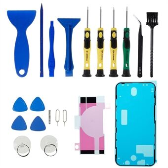 JF-8182 21-in-1 draagbare Precision voor iPhone 12 Pro 6,1 inch-accessoires Batterij Plakbandsticker + middenplaatframe Waterdichte zelfklevende sticker, reparatieset voor mobiele telefoons Openingsgereedschap