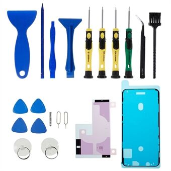 JF-8182 voor iPhone 11 Pro Max 6.5 inch reserveonderdelen Batterij plakband sticker + middenplaat frame Waterdichte zelfklevende sticker, 21-in-1 draagbare Precision Reparatieset voor mobiele telefoons Openingsgereedschap